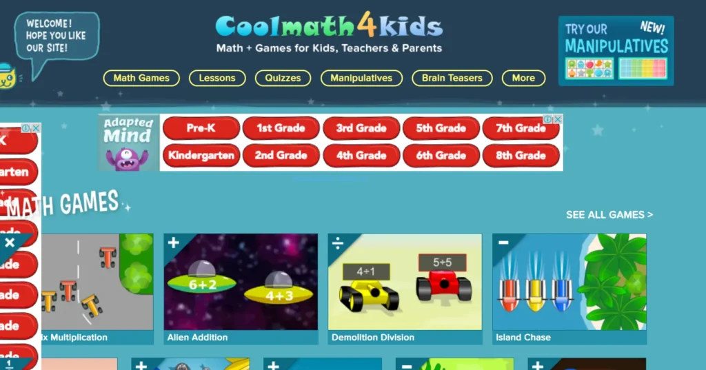 3. Cool Math 4 Kids